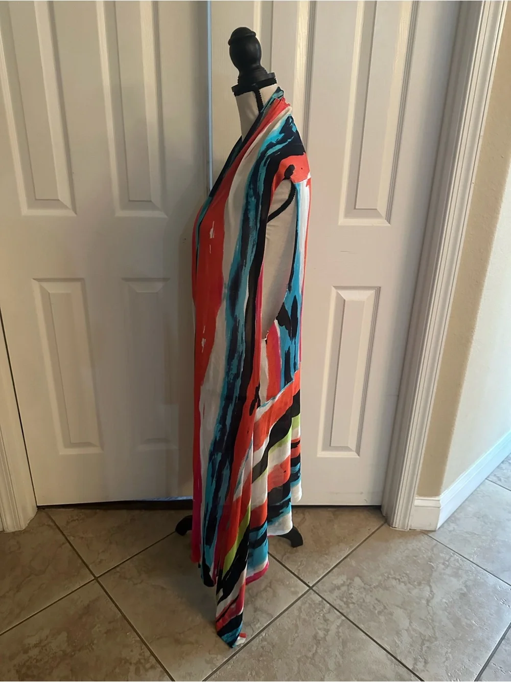 Nygard Colorful Abstract Striped Maxi Vest